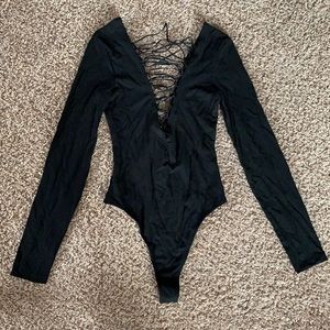 NWT VS laced up plunge bodysuit